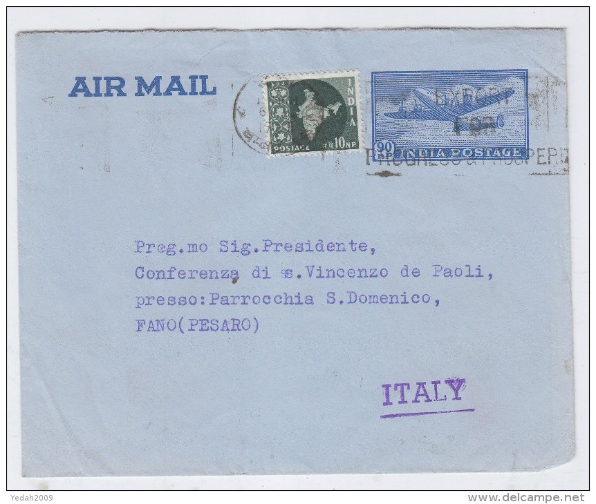 India/Italy AEROGRAMME - Airmail