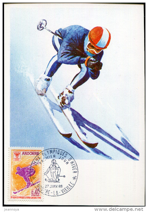 ANDORRE FRANCAIS - N° 187 / CM OBL. ANDORRE LA VIEILLE LE 27/1/1968 - SUP - Maximum Cards