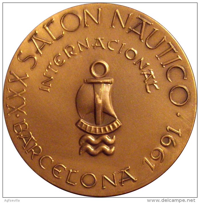 ESPAÑA. MEDALLA XXX SALON NAUTICO INTERNACIONAL BARCELONA 1.991. ACORAZADO ALFONSO XIII. SPAIN. ESPAGNE - Profesionales/De Sociedad