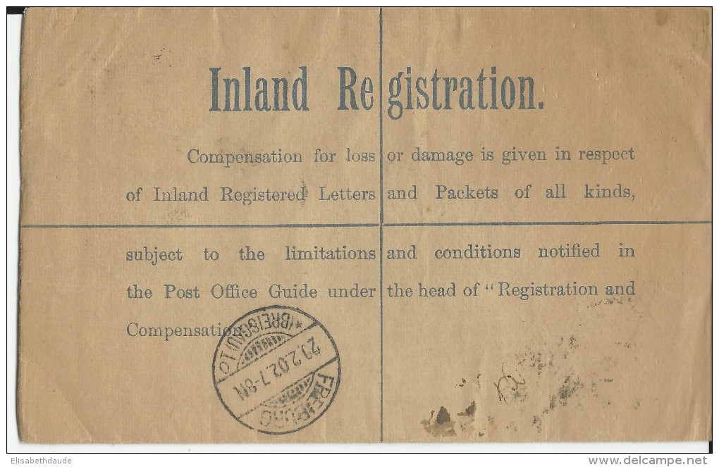 GB / PERFIN - 1902 - PERFORE BA & CY Sur ENVELOPPE ENTIER POSTAL RECOMMANDEE De MANCHESTER Pour FREIBURG IN BREISGAU - Briefe U. Dokumente