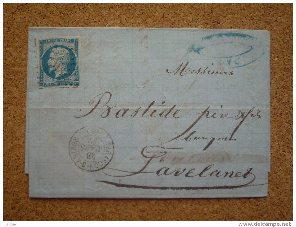 Lettre Pour Lavelanet Affranchie N°14 Oblitération PC 3318 Tarascon Sur Ariège 1862 - 1849-1876: Periodo Classico