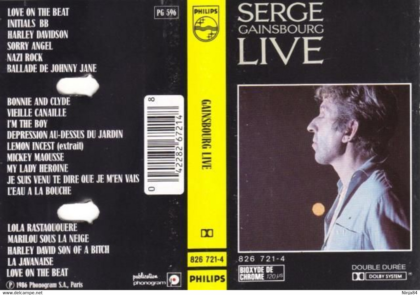 K7 AUDIO  Serge Gainsbourg  "  Live  " - Casetes