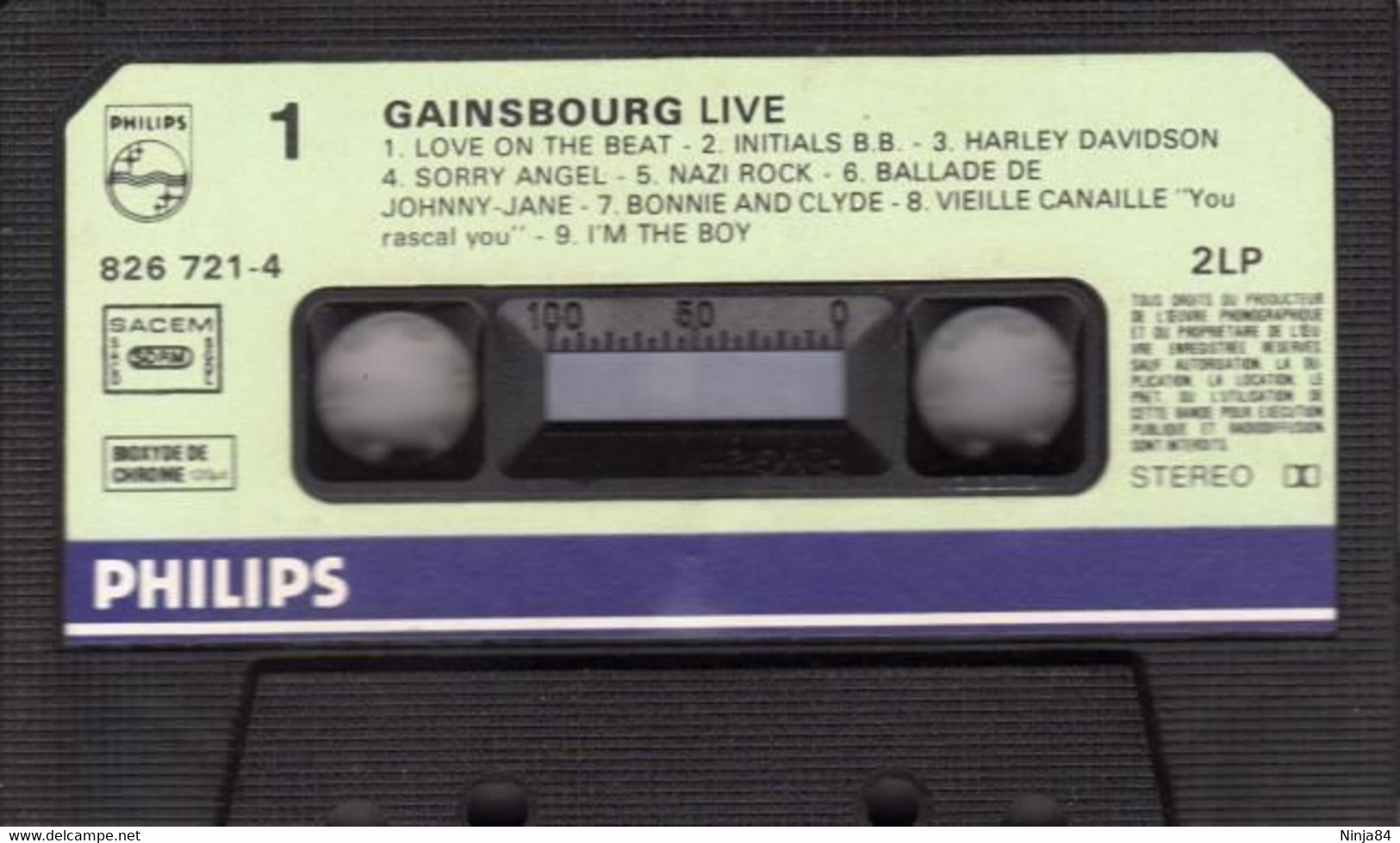 K7 AUDIO  Serge Gainsbourg  "  Live  " - Casetes