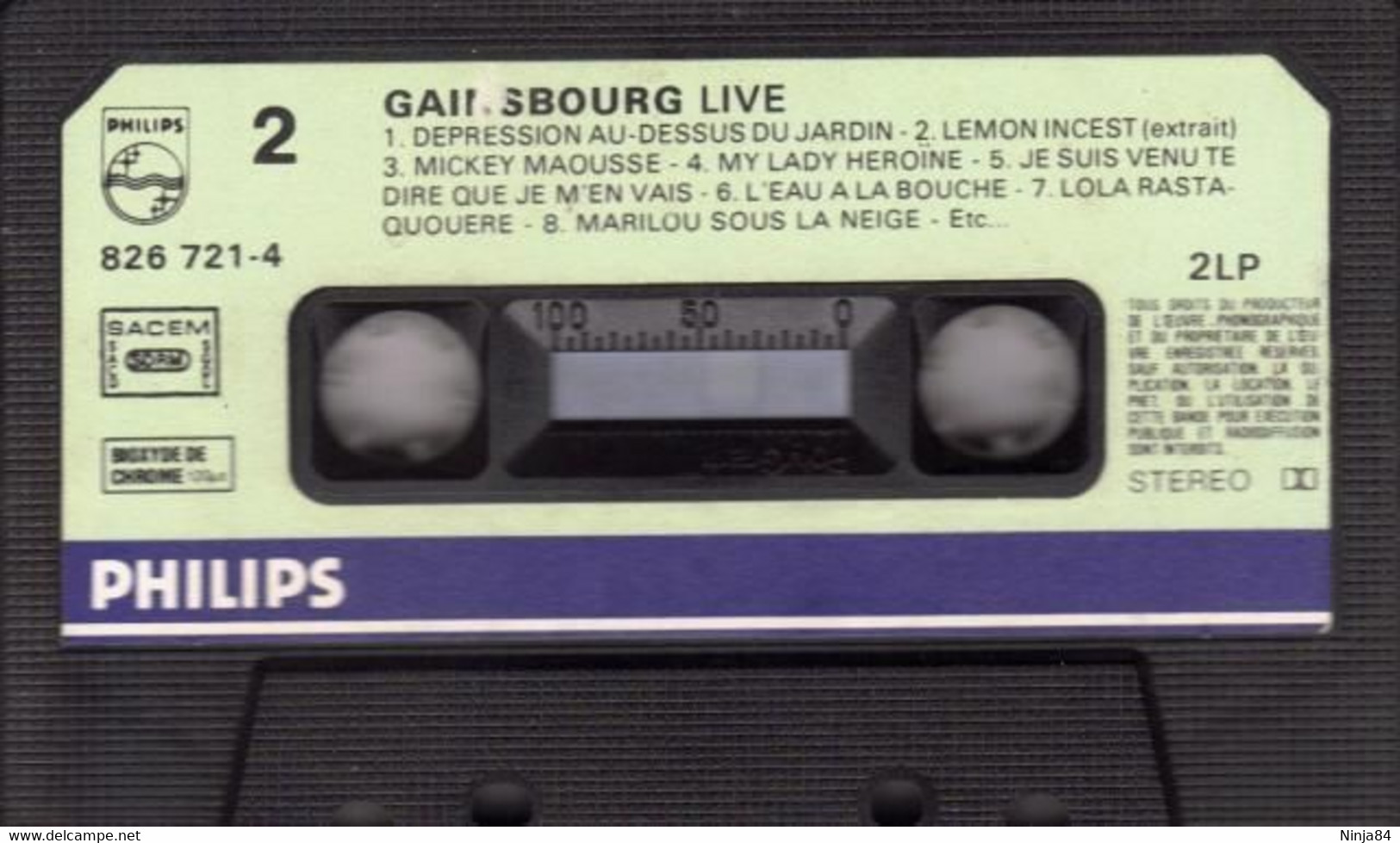 K7 AUDIO  Serge Gainsbourg  "  Live  " - Casetes