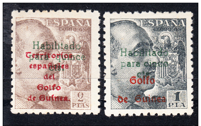 GUINEA ESPAÑOLA 1949 FRANCO.SELLO DE ESPAÑA Nº 269 Y 271   HABILITADOS  EDIFIL Nº 273/274  NUEVOS CON CHARNELA  . SES715 - Guinea Española