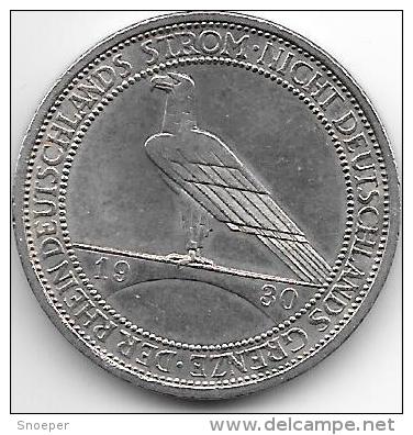*weimar Rep 3 Reichsmark  1930  D  Km 70    Xf+!! Rhineland  Catalog Val 250,00$ - 3 Mark & 3 Reichsmark