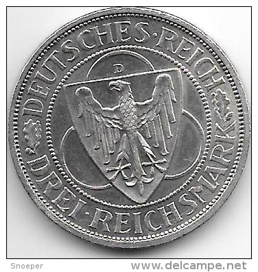 *weimar Rep 3 Reichsmark  1930  D  Km 70    Xf+!! Rhineland  Catalog Val 250,00$ - 3 Mark & 3 Reichsmark