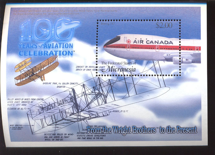 MICRONESIA   552  MINT NEVER HINGED SOUVENIR SHEET OF AVIATION  # 457-2 ( - Aviones