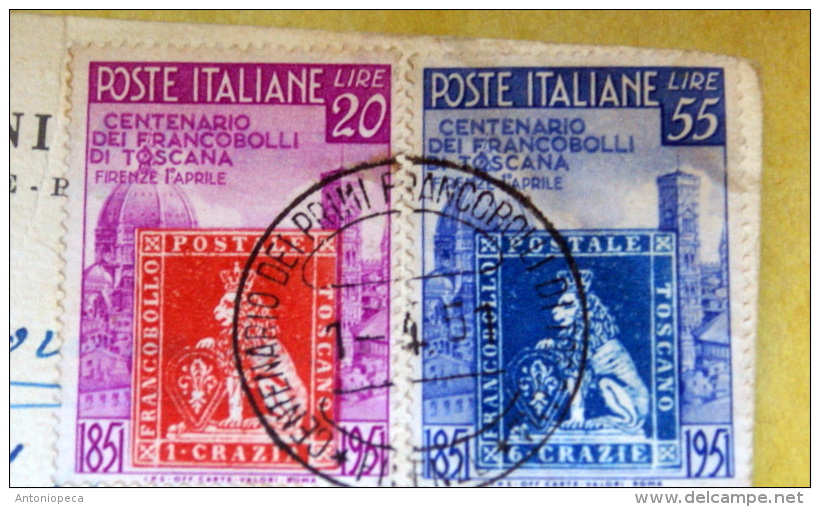 ITALIA 1951 - CENTENARIO PRIMI FRANCOBOLLI DI TOSCANA SU CARTOLINA ARTISTICA - 1946-60: Oblitérés