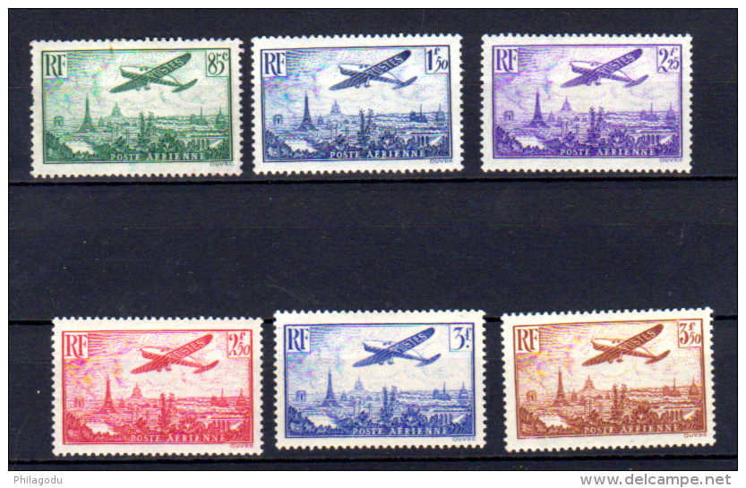 Avion Survolant Paris, A. 8 / 13 *, Cote 170 €, - 1927-1959 Mint/hinged