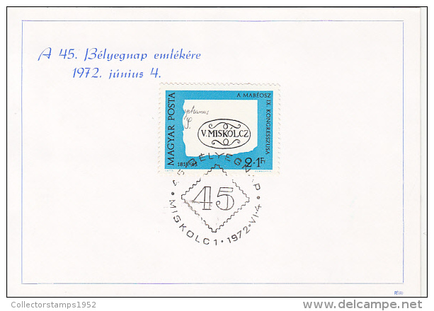 37728- STAMP'S DAY, OLD ROUND STAMPS, SHEETLET, 1972, HUNGARY - Herdenkingsblaadjes