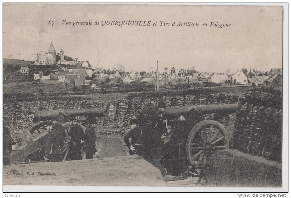 Carte 1905 VUE GENERALE DE QUERQUEVILLE ET TIRS D´ARTILLERIE AU POLYGONE - Autres & Non Classés