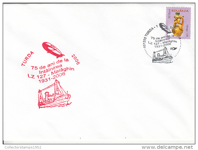 37907- ZEPPELIN LZ127 MEETING MALAGHIN ICEBREAKER, SPECIAL COVER, 2006, ROMANIA - Barcos Polares Y Rompehielos