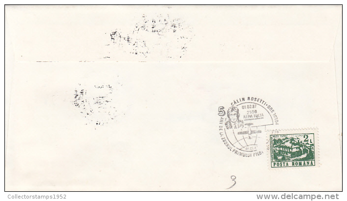 37908- CIRCUMPOLAR RECORD FLIGHT, CALIN ROSETTI, SPECIAL COVER, 1987, ROMANIA - Vuelos Polares