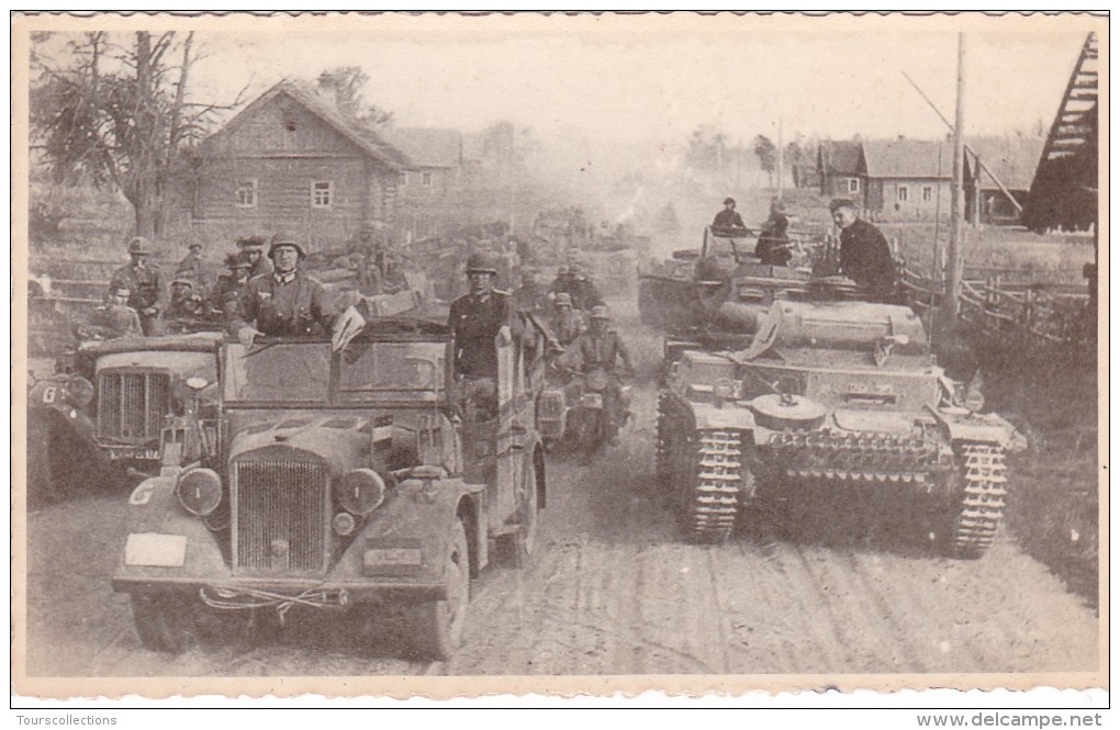 PHOTO MILITAIRE WW2 Guerre @ Division Blindé Allemand Troupes Motorisés Char Auto Moto - Guerre, Militaire