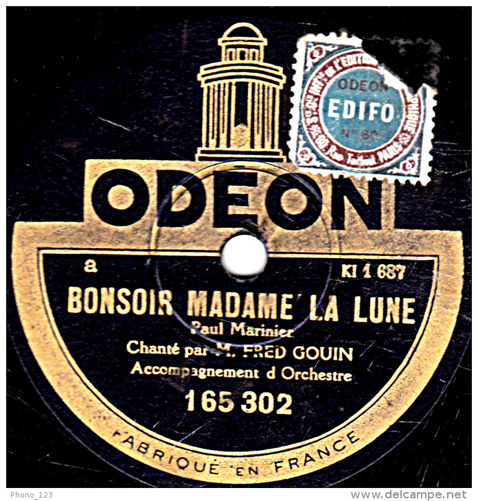 78 Trs - 25 Cm - état B - FRED GOIN -  BONSOIR MADAME LA LUNE - LE COEUR DE MA MIE - 78 T - Disques Pour Gramophone