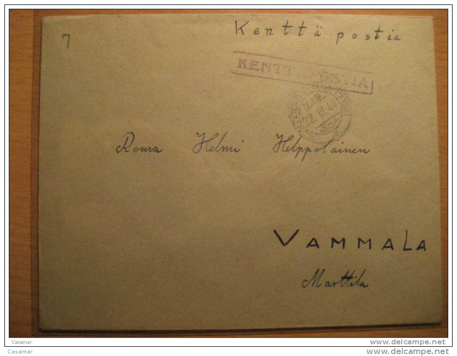 FINLAND 1944 To Vammala Marttila WWII Militar Postage Paid Kenttapostia Faltpost Cancel Cover Finlande - Military / Militaires / Militair