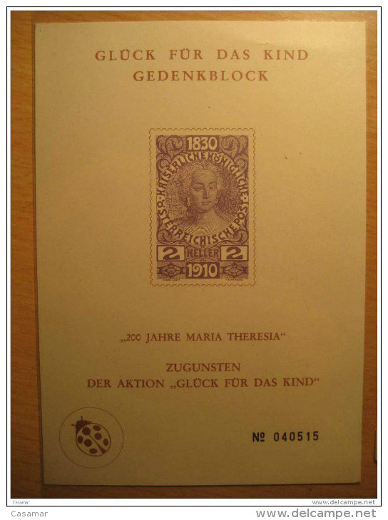 Maria Theresia Royal Family Gedruckt Osterreichischen Staatsdruckerei Proof Epreuve Gedenkblock - Proofs & Reprints