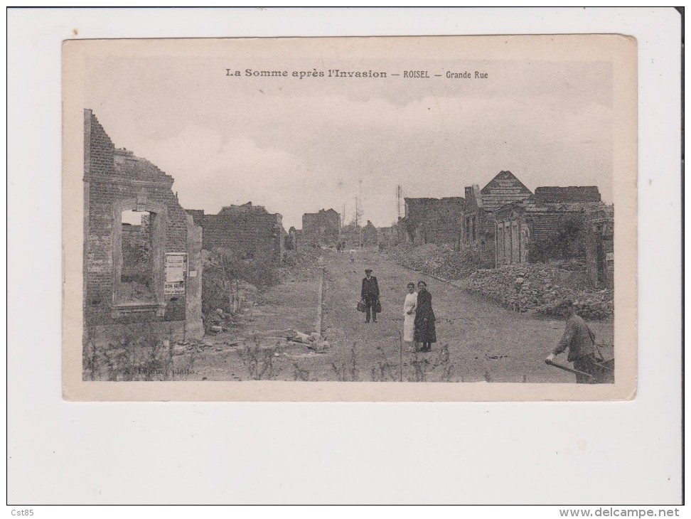 Carte Postale - ROISEL - Grande Rue - La Somme Après L'Invasion - Roisel