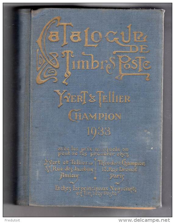 Catalogue Yvert Et Tellier/Champion - 1933 - France