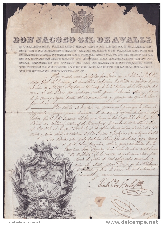 E3086 CUBA ESPAÑA SPAIN MILITAR DOCS FAMILY GIL DE AVALLE. NOBILIARY. 1849. - Documentos Históricos