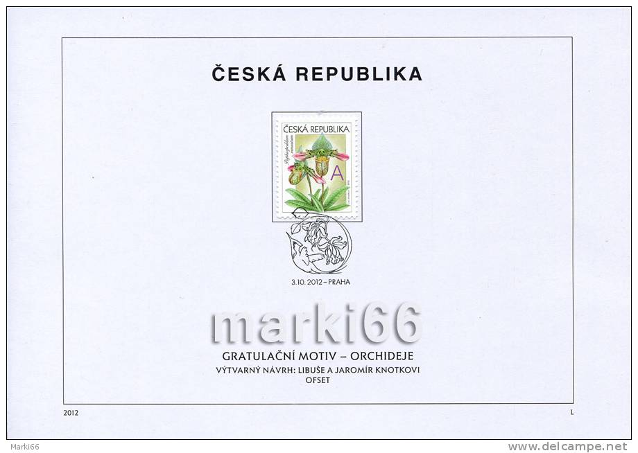 Czech Republic - 2012 - Orchids - FDS (first Day Sheet) - Cartas & Documentos