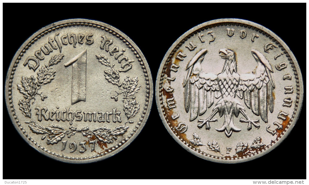 1 Reichsmark 1937 F. Allemagne/Germany. Nickel - 1 Mark & 1 Reichsmark