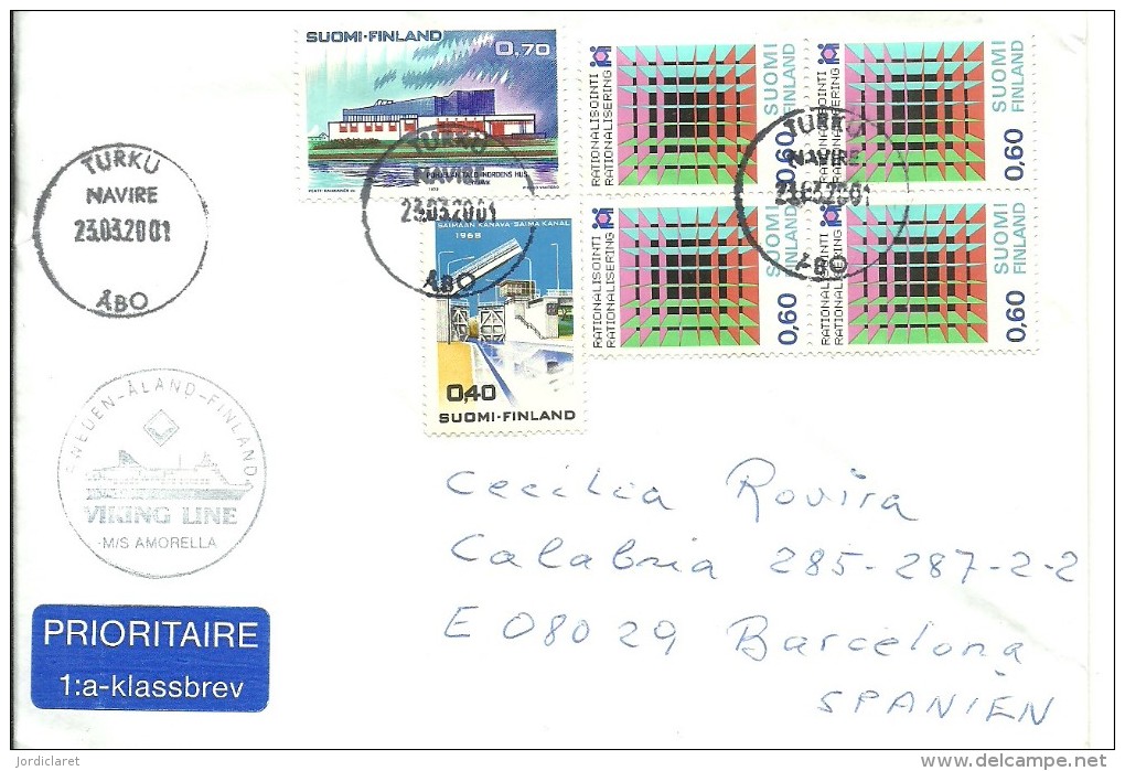 CARTA 2001 FERRY TURKU - Lettres & Documents