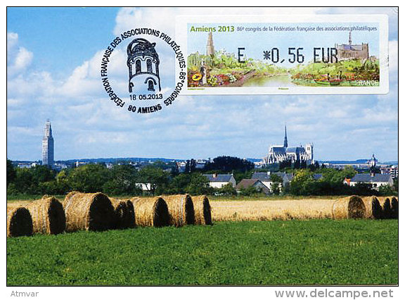 FRANCE (2013). Carte Maximum Card - ATM Vignette LISA - AMIENS 2013 - Cathedral, Observatoire, Observatory, Tour Perret - 2010-... Viñetas De Franqueo Illustradas