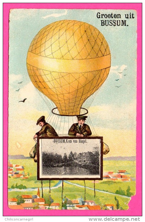 Groeten Uit Bussum - Bussum Kom Van Biegel - Transport En Montgolfière - 1913 - Colorisée - Bussum