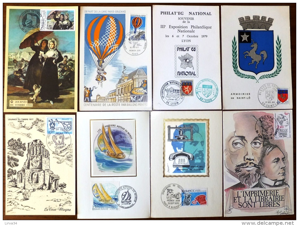 SELECTION DE 32 CARTES MAXIMUM FRANCE- THEME : JOURNÉE + FETE DU TIMBRE -  5 SCANS - Collections, Lots & Series