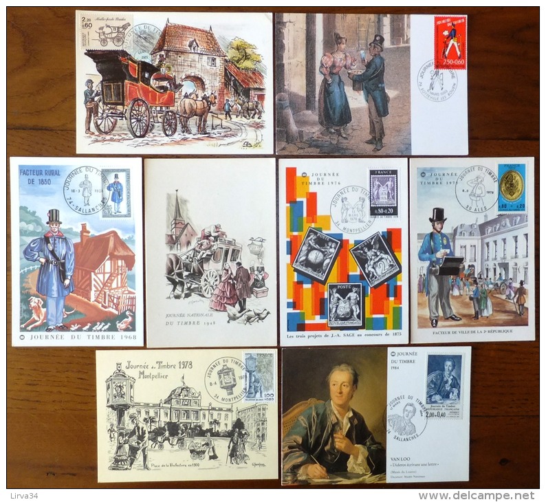 SELECTION DE 32 CARTES MAXIMUM FRANCE- THEME : JOURNÉE + FETE DU TIMBRE -  5 SCANS - Verzamelingen & Reeksen