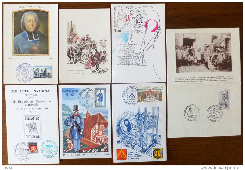 SELECTION DE 32 CARTES MAXIMUM FRANCE- THEME : JOURNÉE + FETE DU TIMBRE -  5 SCANS - Colecciones & Series