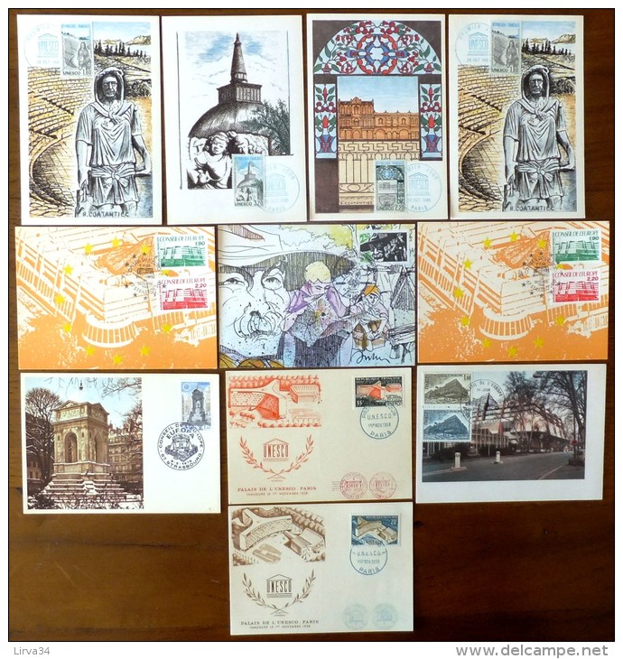 SELECTION DE 19 CARTES MAXIMUM FRANCE- THEME SERVICE : UNESCO- CONSEIL DE L'EUROPE -  2 SCANS - Collections, Lots & Séries