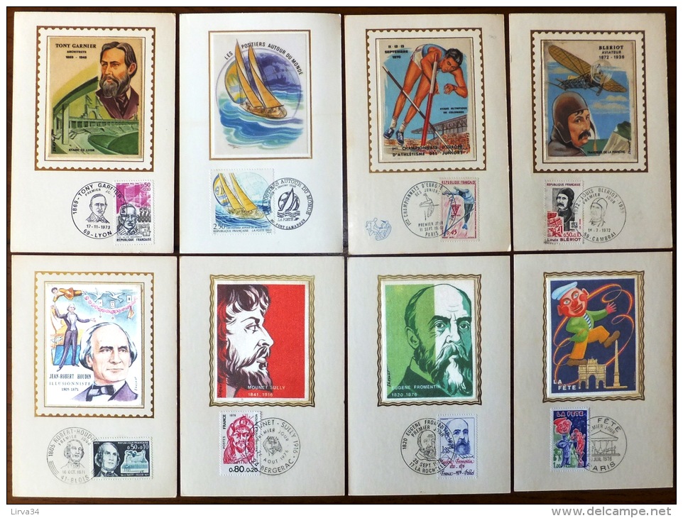 SELECTION DE 8 CARTES MAXIMUM FRANCE-  VERTICALES AVEC ILLUSTRATION SUR SOIE - - Colecciones & Series