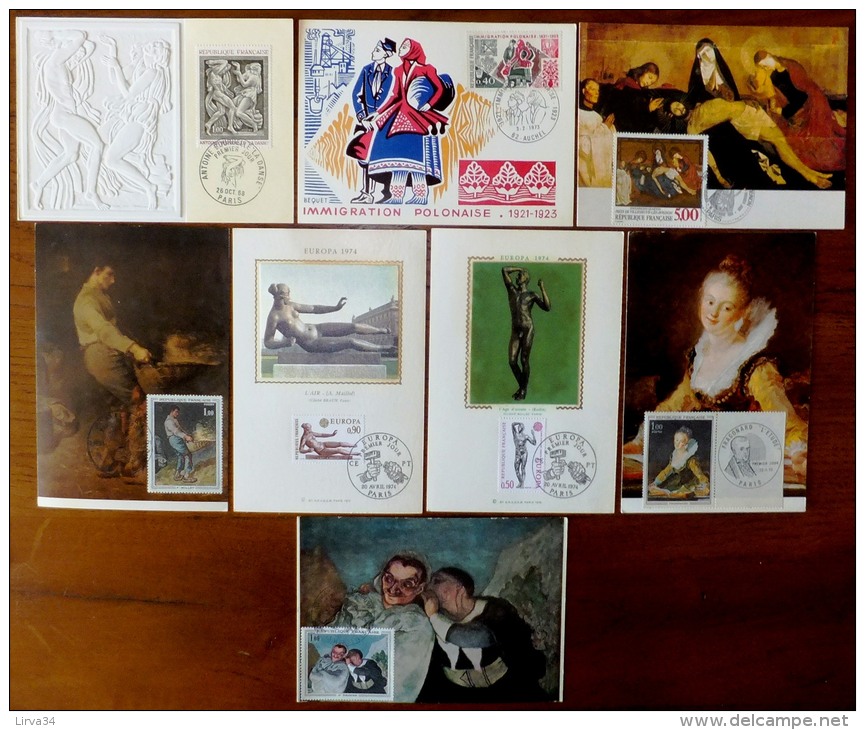 SELECTION DE 8 CARTES MAXIMUM FRANCE- THEME  ARTISTES : PEINTRES- SCULPTEURS- GRAVEUR- - Collections, Lots & Series