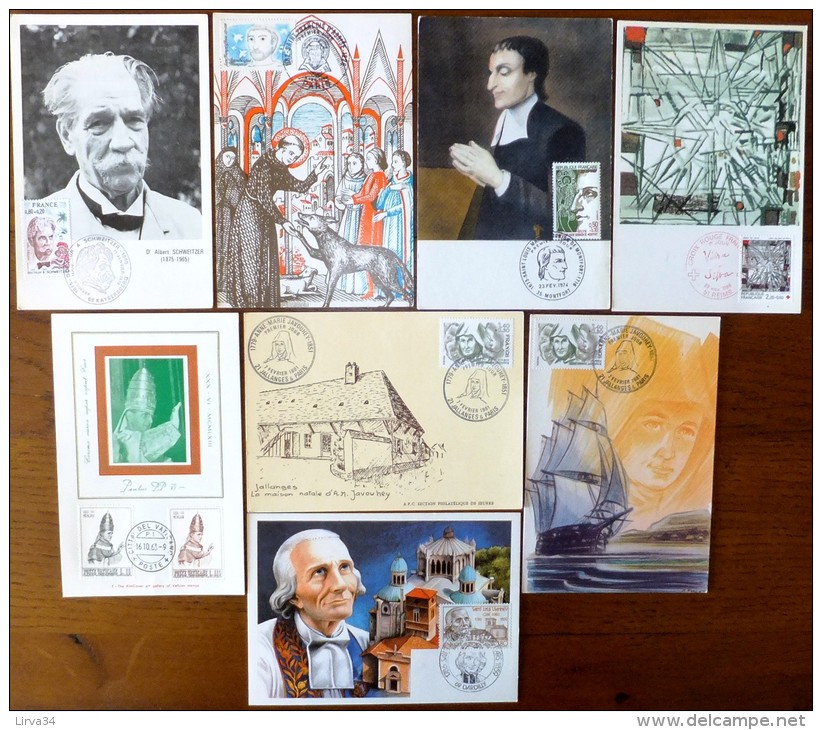 SELECTION DE 8 CARTES MAXIMUM FRANCE- THEME : HUMANISME ET RELIGION - - Lots & Serien