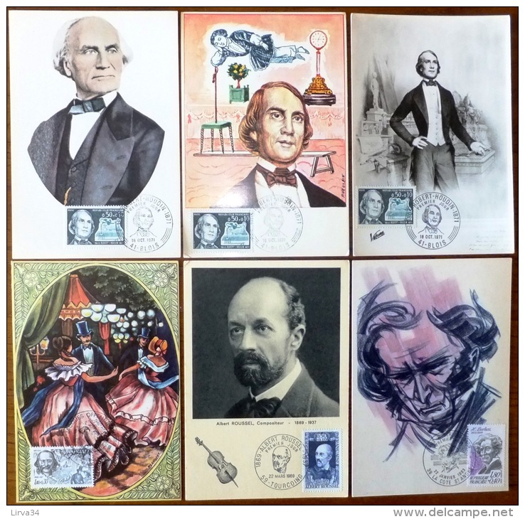 SELECTION DE 6 CARTES MAXIMUM FRANCE- THEME COMPOSITEURS ET ROBERT HOUDIN  - - Collections, Lots & Séries