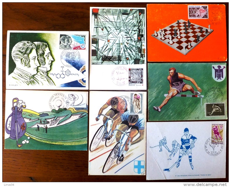 SELECTION DE 7 CARTES MAXIMUM FRANCE- THEME 5 SPORTS  + 2 DIVERS- - Collections, Lots & Séries