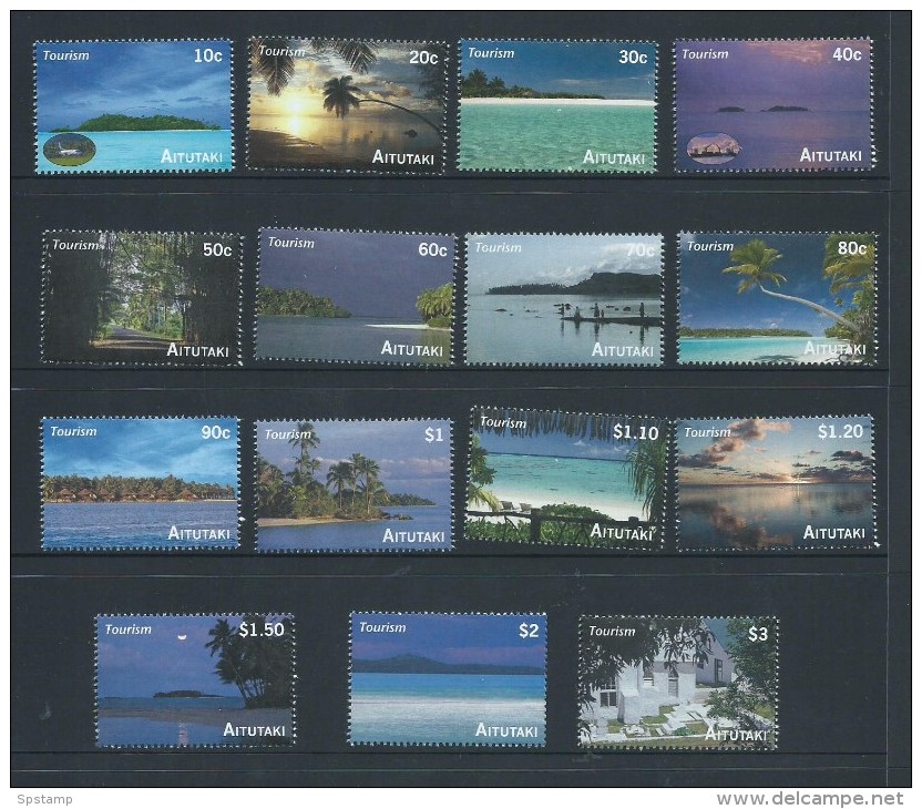 Aitutaki 2010 Tourism Island Views Set Of 15 MNH - Aitutaki