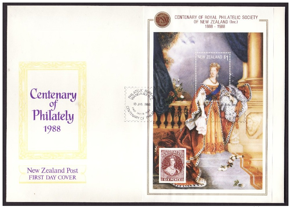 New Zealand #889 S/sheet F-VF Unaddressed Cacheted FDC - Queen Victoria (1988) - FDC