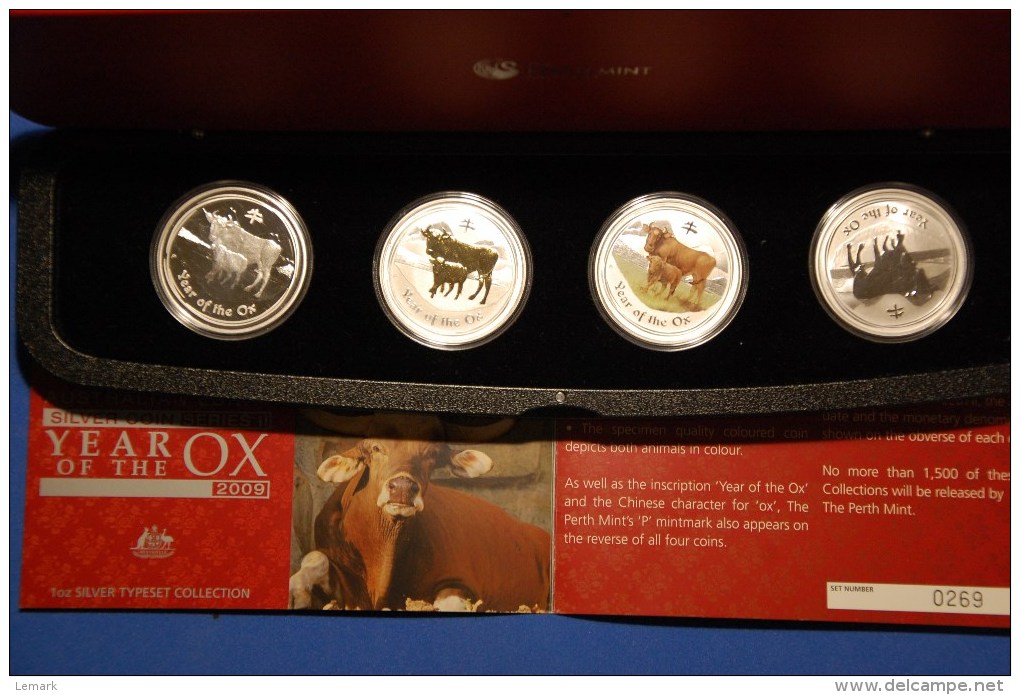 AUSTRALIAN LUNAR SERIES II 2009 YEAR OF THE OX SILVER TYPESET COLLECTION - Münz- Und Jahressets