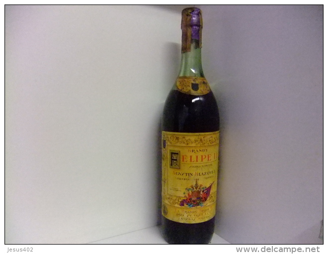 ANTIGUA BOTELLA DE 1 LITRO BRANDY FELIPE II VINTAGE Años 1960/66 - Licor Espirituoso