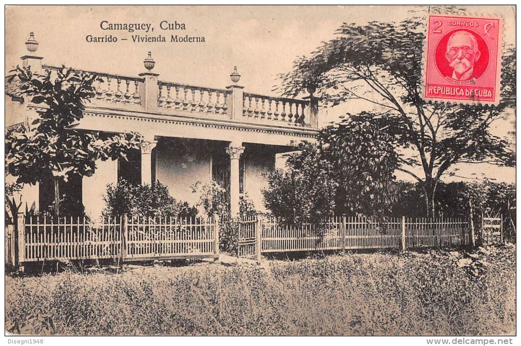 04923 "CAMAGUEY . CUBA - GARRIDO - VIVIENDA MODERNA" ANIMATA. CART. POST. ORIG. SPEDITA 1929. - Cuba