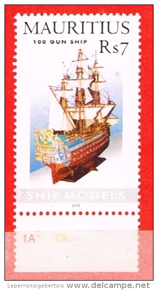 MNH** Mauritius - Maurice -Ship Models  - 2 Timbres  - 100 Gun  Ship Et Drakkar - Mauritius (1968-...)