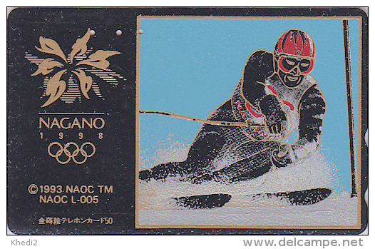 RARE TC JAPON LAQUE & OR / 110-011 - JEUX OLYMPIQUES NAGANO SKI - OLYMPIC GAMES LACK & GOLD JAPAN Phonecard - 249 - Juegos Olímpicos