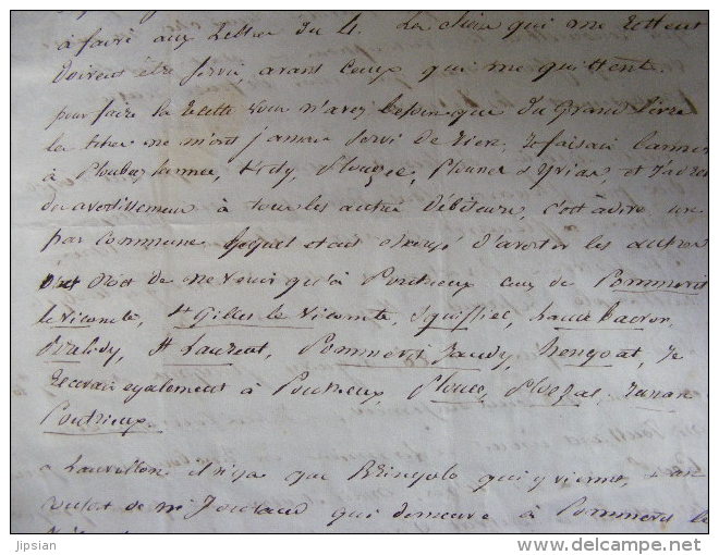 lettre Marque postale - St Brieuc 1843 Paimpol - où il est question des communes autour de Paimpol  M1