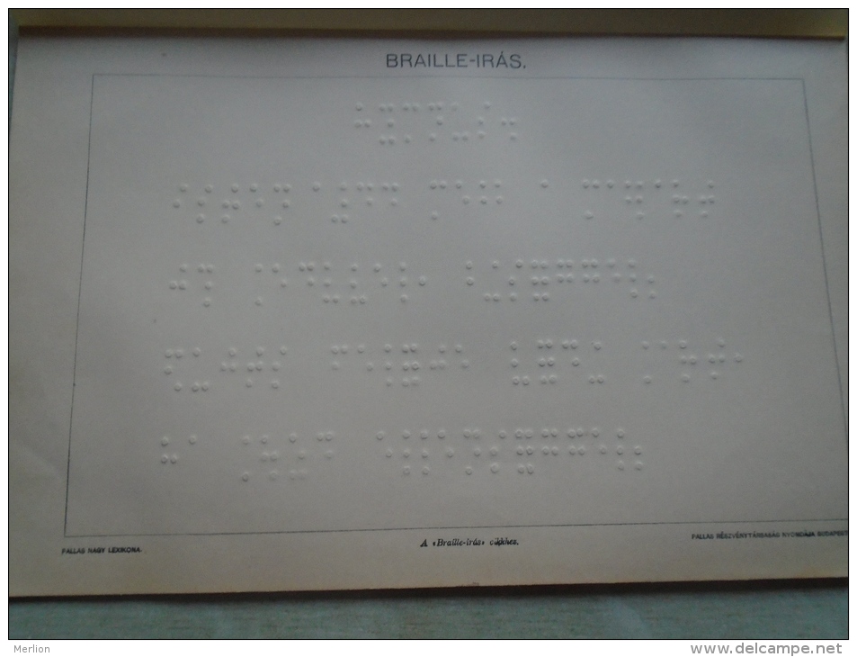 Old Print - Braille  Writing -  Hungary  Pallas Lexikon Ca 1890's  BA31.3 - Exlibris