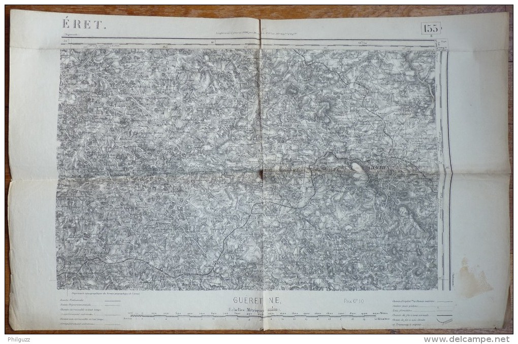 CARTE TOPOGRAPHIQUE ANCIENNE GUERET NE MAJ 1886 IMP DU SERVICE GEOGRAPHIQUE DE L'ARMEE - Cartes Topographiques