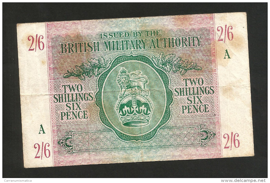 United Kingdom - BRITISH MILITARY AUTHORITY - 2 SHILLINGS & 6 PENCE (1943) - WWII - Autorità Militare Britannica